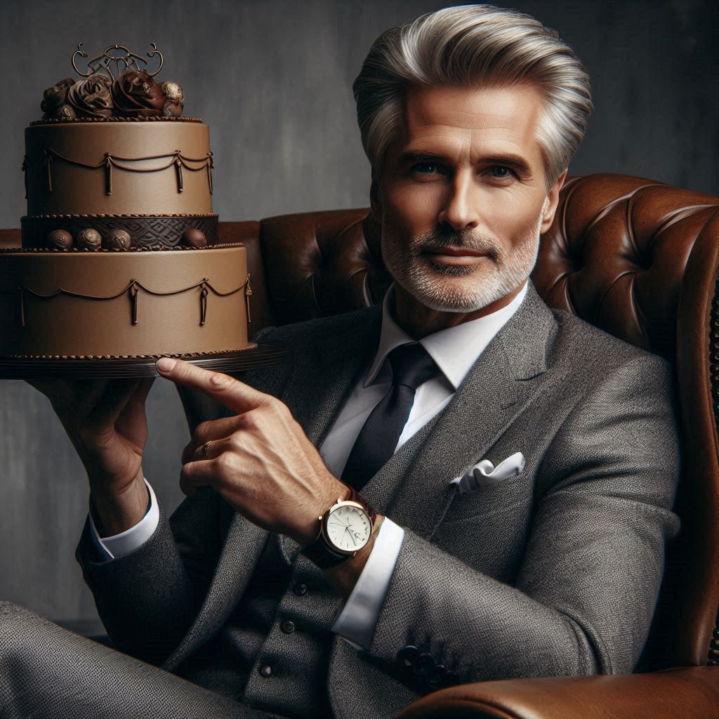 man with cake