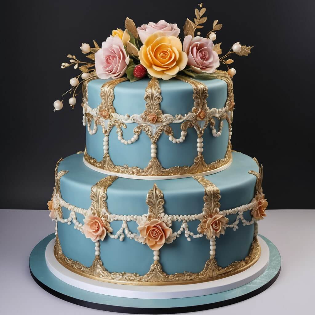 elegant blue with flowers