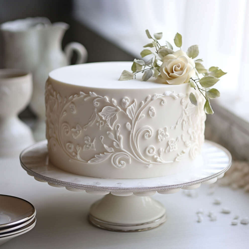 white wedding cake